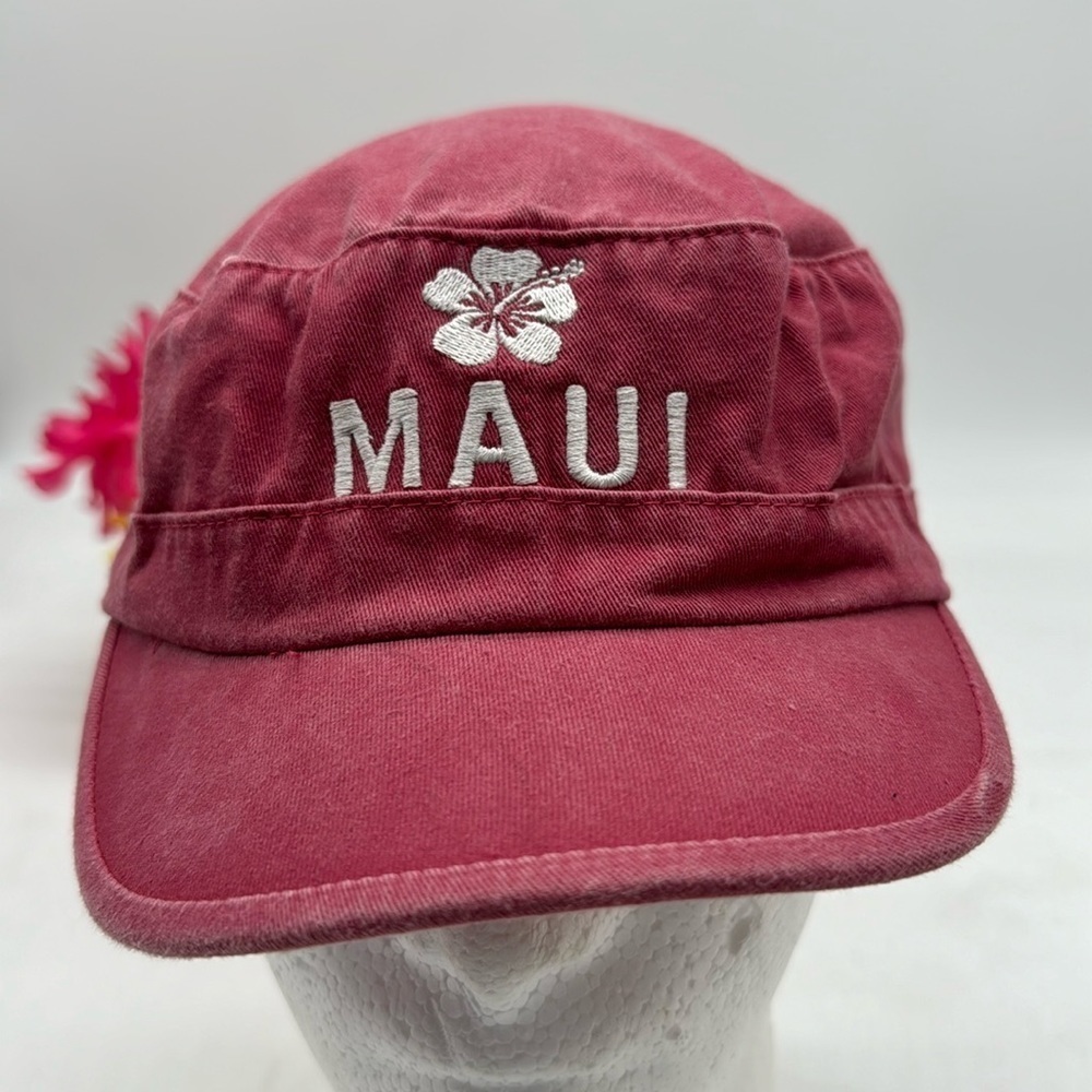 Maui Red Hat with Plumeria Flower Adjustable HT5255F
